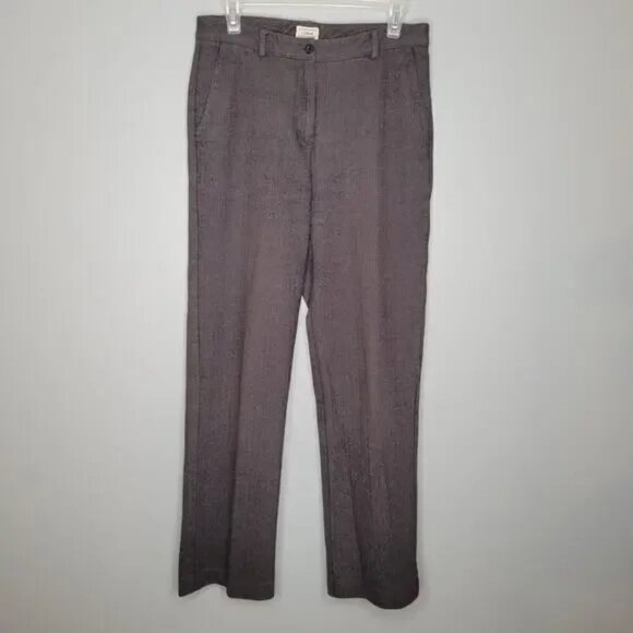 LL Bean‎ dress pants women's size 8 M/Tall brown chevron trousers lined career - Picture 1 of 9
